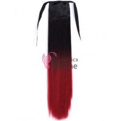 Extensie de par coada dreapta cu snur si pini 65  cm  Ombre Brunet cu Roscat-Visiniu CYF71543850A1#